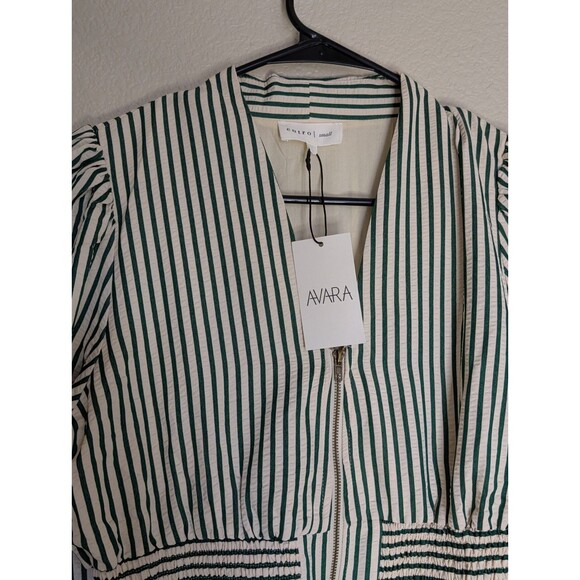Entro Avara Brantley Dress S Striped V-Neck Smocked Waist Pockets Cottagecore - Picture 3 of 11